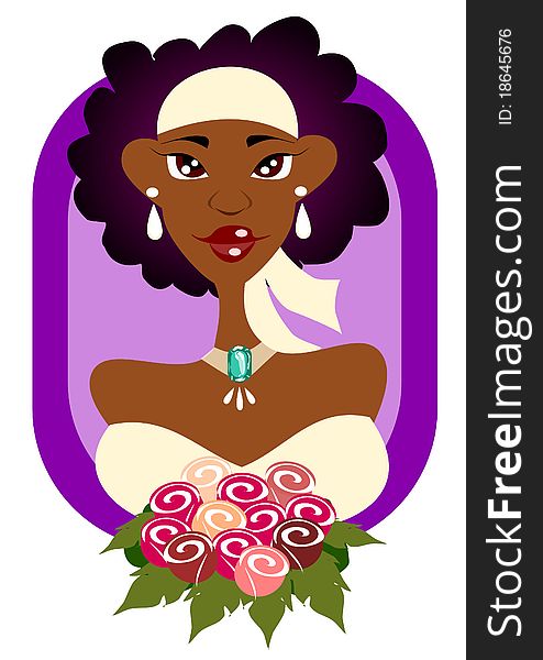 Modern AA Bride in a purple frame. Modern AA Bride in a purple frame