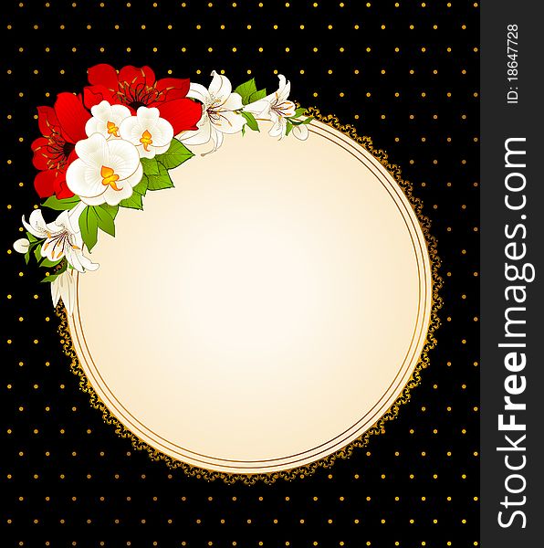 Background with beautiful flowers and lace ornaments