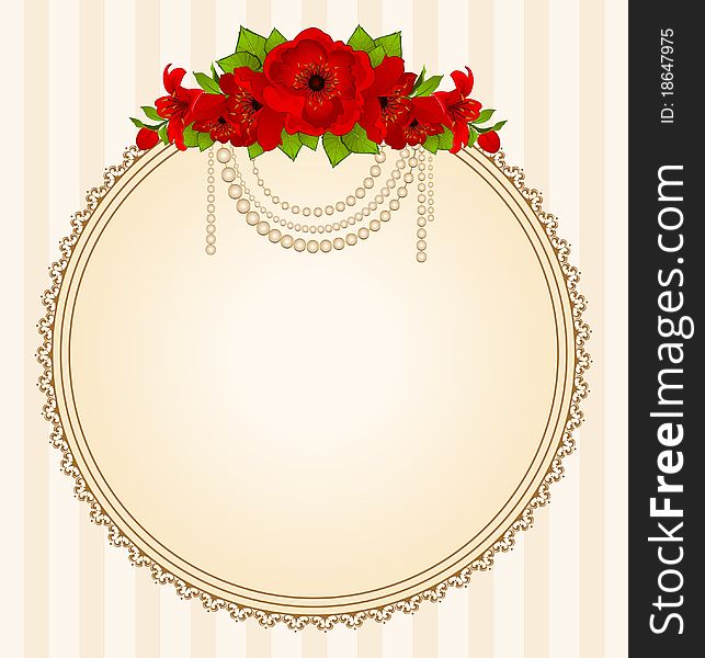 Background with beautiful flowers and lace ornaments