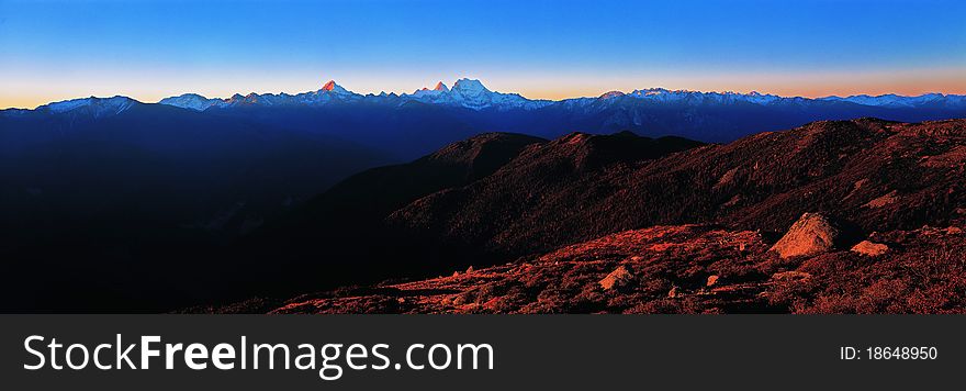 Mountain in sunrise,view in Tibet