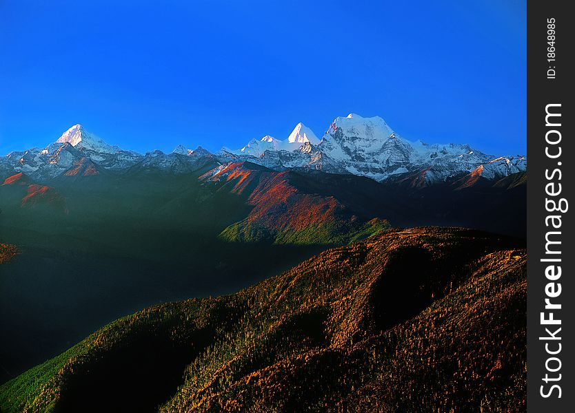 Mountains in sunrise,view in Tibet