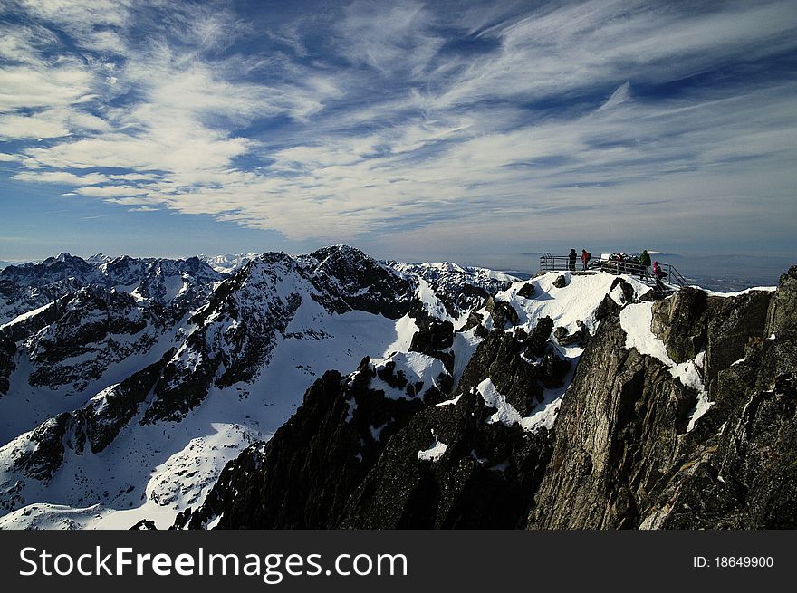 View from Lomnického Peak in the High Tatras. View from Lomnického Peak in the High Tatras
