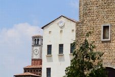 Italian Buildings With Clocktower Royalty Free Stock Photography Italian Buildings With Clocktower Royalty Free Stock Photography