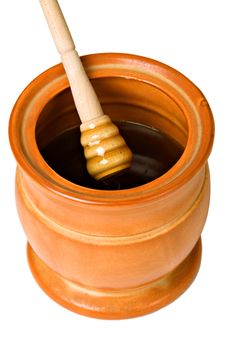 Ceramic Jar With Honey And Wooden Stick Royalty Free Stock Photo Ceramic Jar With Honey And Wooden Stick Royalty Free Stock Photo