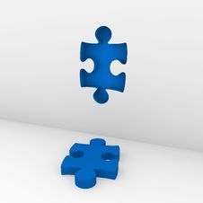 3d Puzzle Blue Wall Stock Image