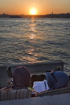 Sunset In Istanbul Stock Photos