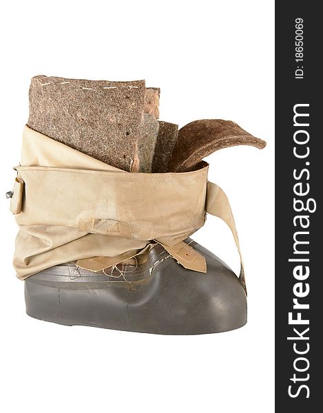 Winter fishing boots isolated on a white background