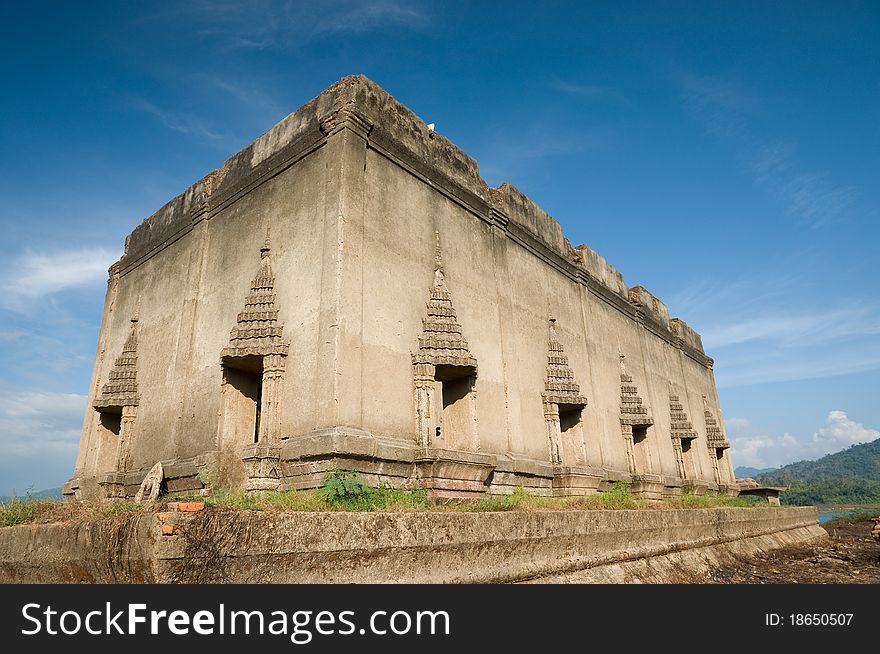 The old temple at Sangklaburi district Kanchanaburi province Thailand