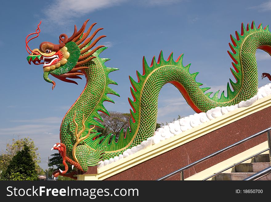 Sculpture of dragon at Wat muang Angthong Province Thailand