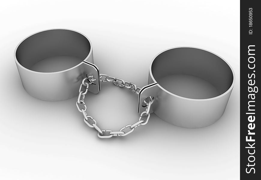 Handcuffs and steel chain on a white background â„–3. Handcuffs and steel chain on a white background â„–3