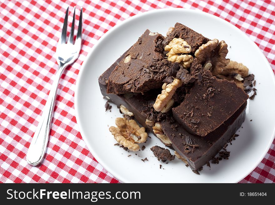 Paste of crushed walnuts and chocolate. Paste of crushed walnuts and chocolate