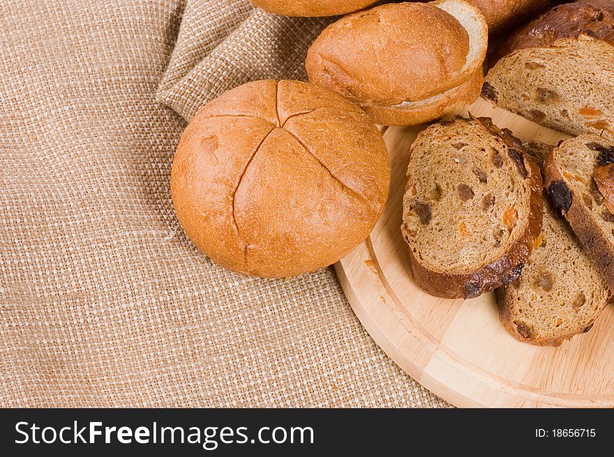 Assortment of baked bread still life