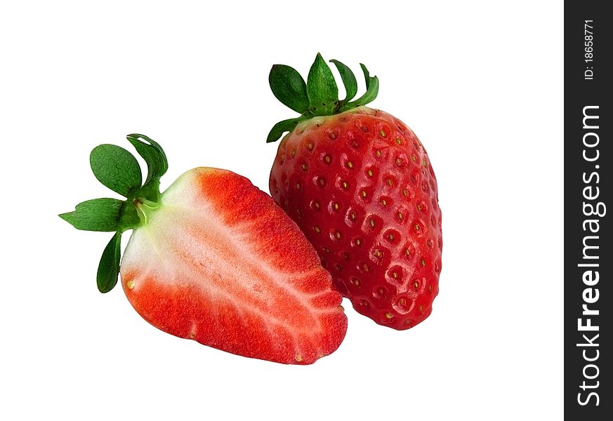 Red strawberry cut into two halves. Red strawberry cut into two halves