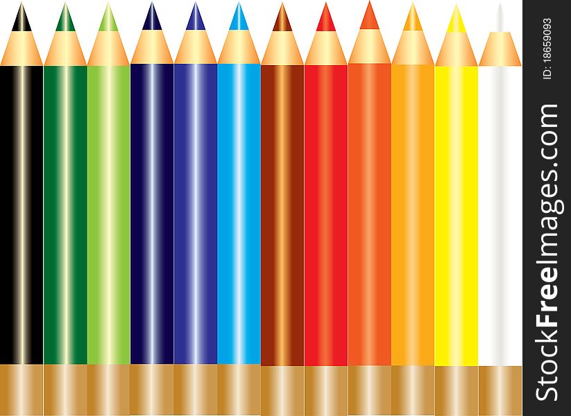 A Set Of Rainbow Color Pencil