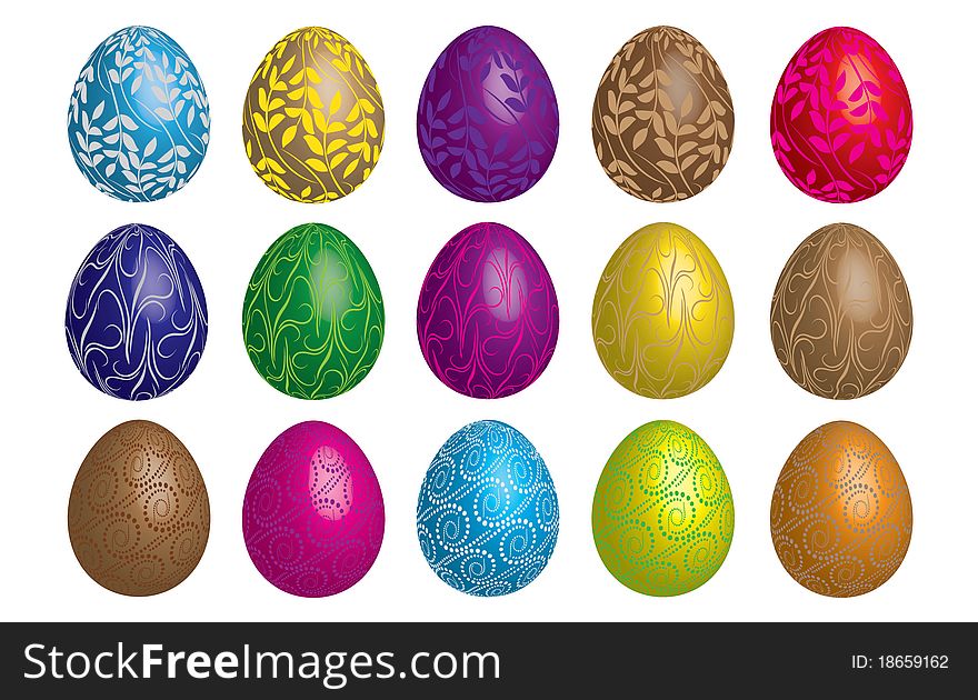 Colorful easter egg set illustration. Colorful easter egg set illustration