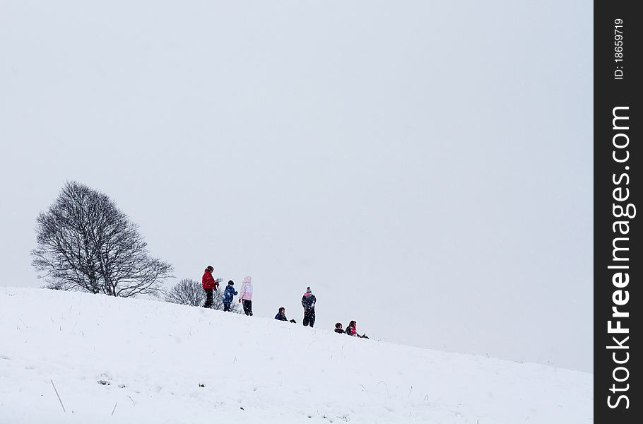 Children playing in the snow