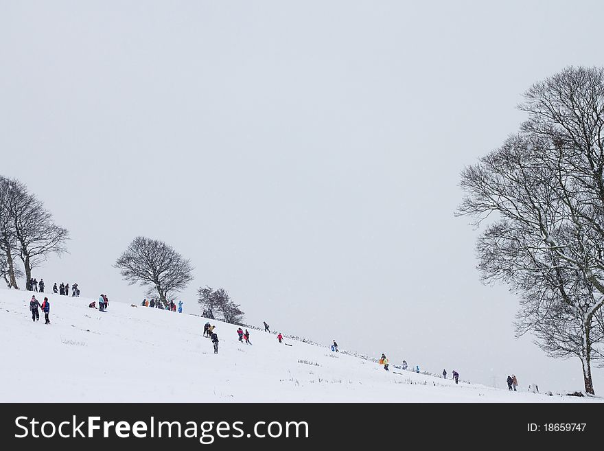 Children playing in the snow