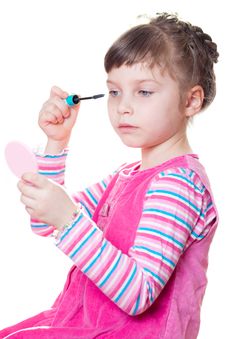 Little Girl With Mascara Royalty Free Stock Images