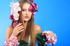 Woman With Flowers Royalty Free Stock Photo
