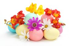 Colorful Easter Eggs With Spring Flowers Stock Photography Colorful Easter Eggs With Spring Flowers Stock Photography