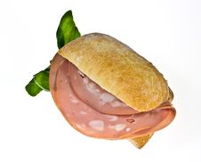 Bread Roll With Mortadella Stock Image Bread Roll With Mortadella Stock Image