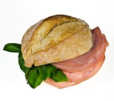 Bread Roll With Mortadella Royalty Free Stock Photography Bread Roll With Mortadella Royalty Free Stock Photography