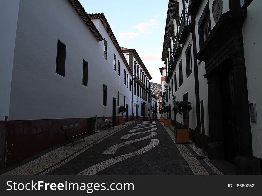 View of the streets of Funchal, capital of the island of madeira, Portugal. Very Touristic and great travel time. View of the streets of Funchal, capital of the island of madeira, Portugal. Very Touristic and great travel time.