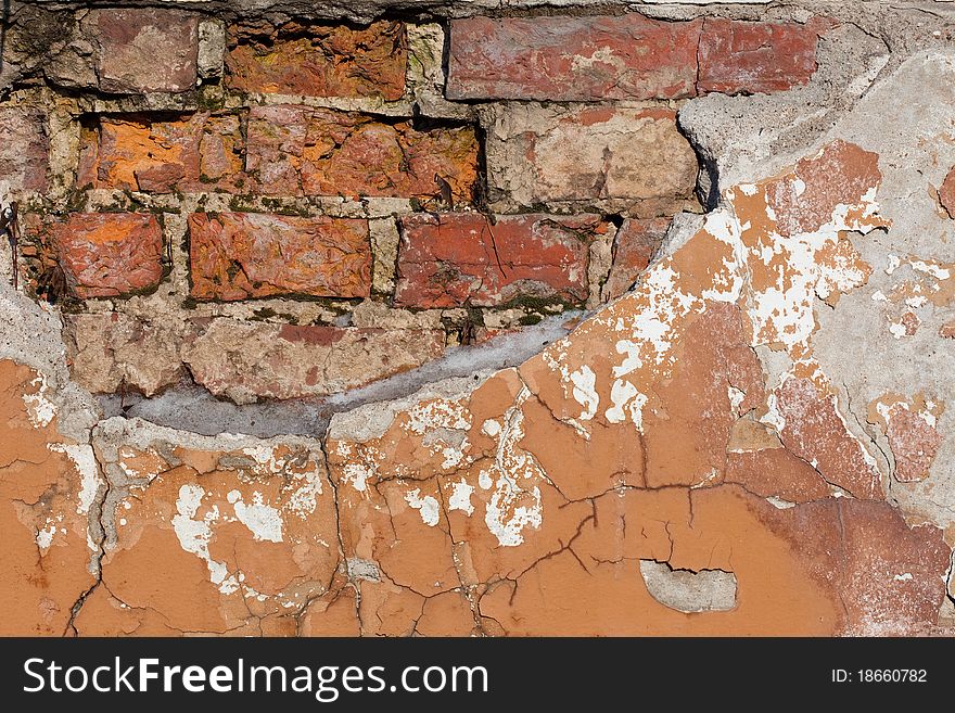 Old weathered brick wall, Bricks, a structure