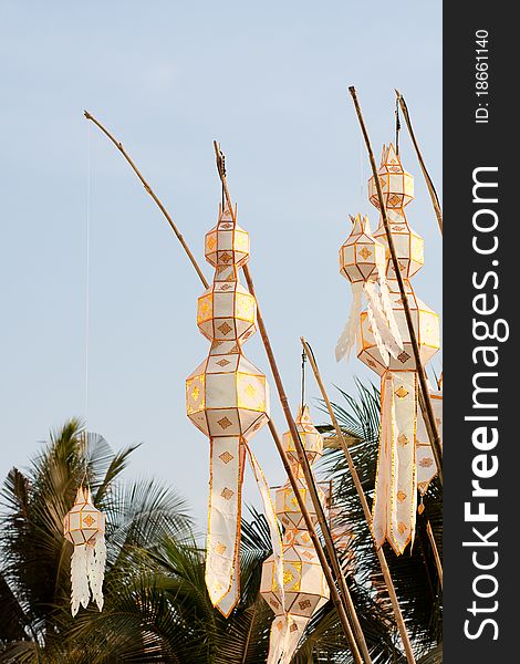 Lamp Lighting of northern Thailand. Decorate by using the tip of bound bamboo