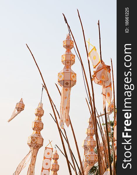 Lamp Lighting of northern Thailand. Decorate by using the tip of bound bamboo