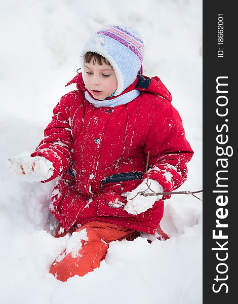 Six years old girl on snow. Six years old girl on snow.