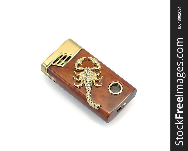 Brown cigarette lighter isolated at white background