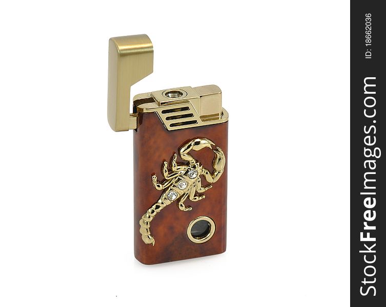 Brown cigarette lighter isolated at white background