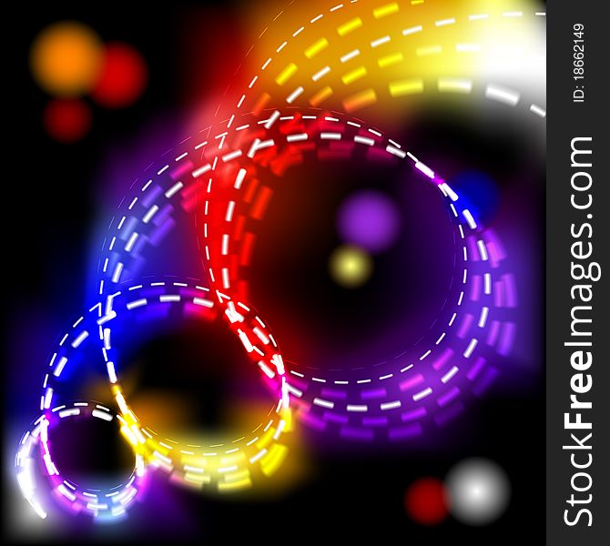 Abstract vector shiny spiral wave explosion background with colorful patches of reflected light and sparks. Abstract vector shiny spiral wave explosion background with colorful patches of reflected light and sparks