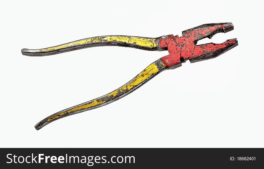 Large color pliers for bending metal and wire