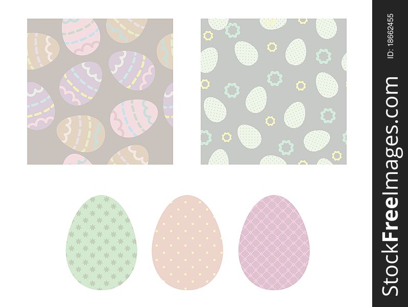 Easter seamless background and ornamental eggs. Easter seamless background and ornamental eggs