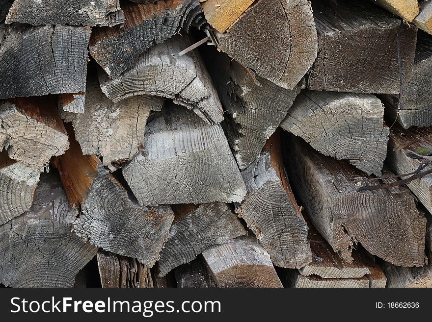 A pile of chopped firewood