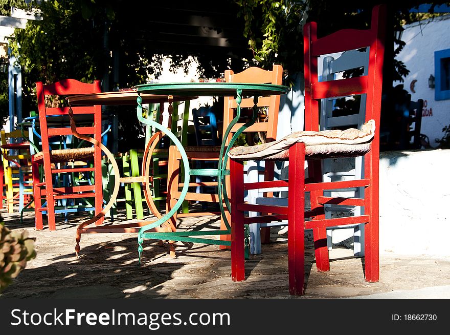 Coloured and funny taverna in Kos island, Greece. Coloured and funny taverna in Kos island, Greece