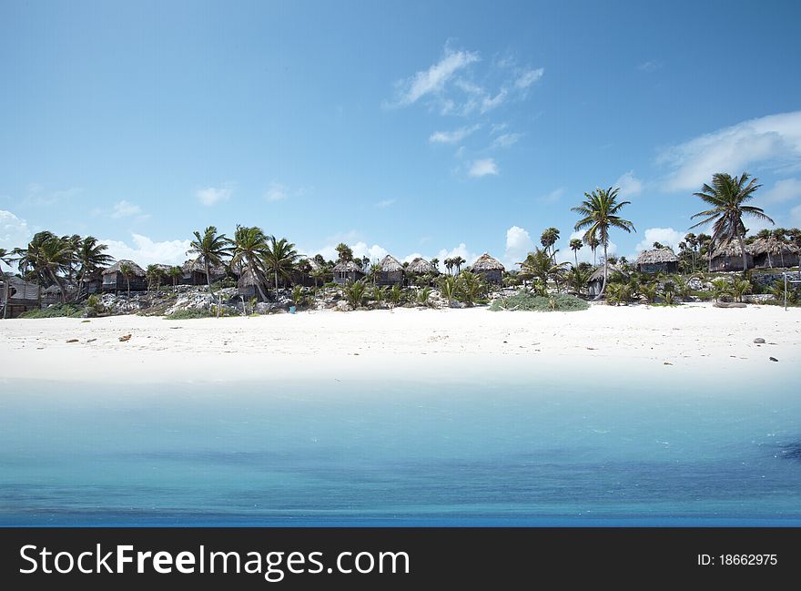 Tropical Beach Scene in Tulum Mexico