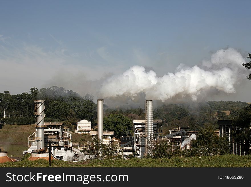 Industrial pollution near the forest