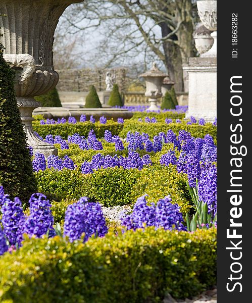 Formal Garden in spring with beautiful flowers