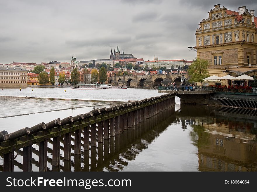 By the River in Prague Czech republic cityscape