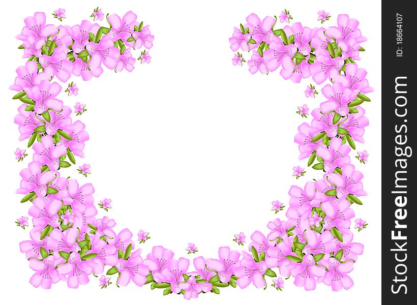 Border with pink azaleas flowers, vector format. Border with pink azaleas flowers, vector format