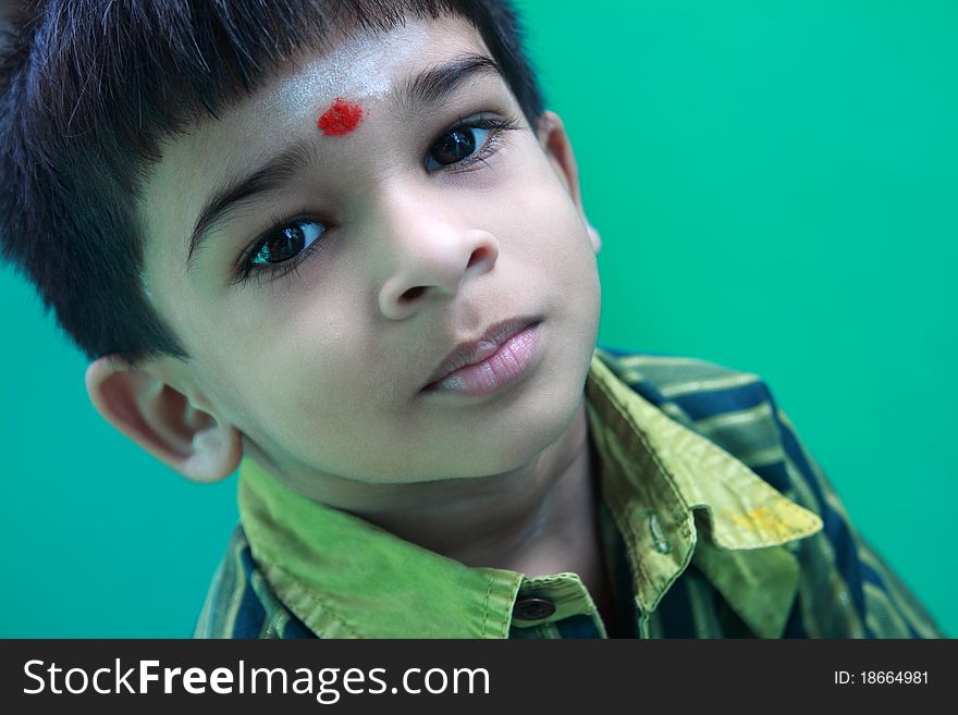 Indian Traditional Little Boy Posing to Camera