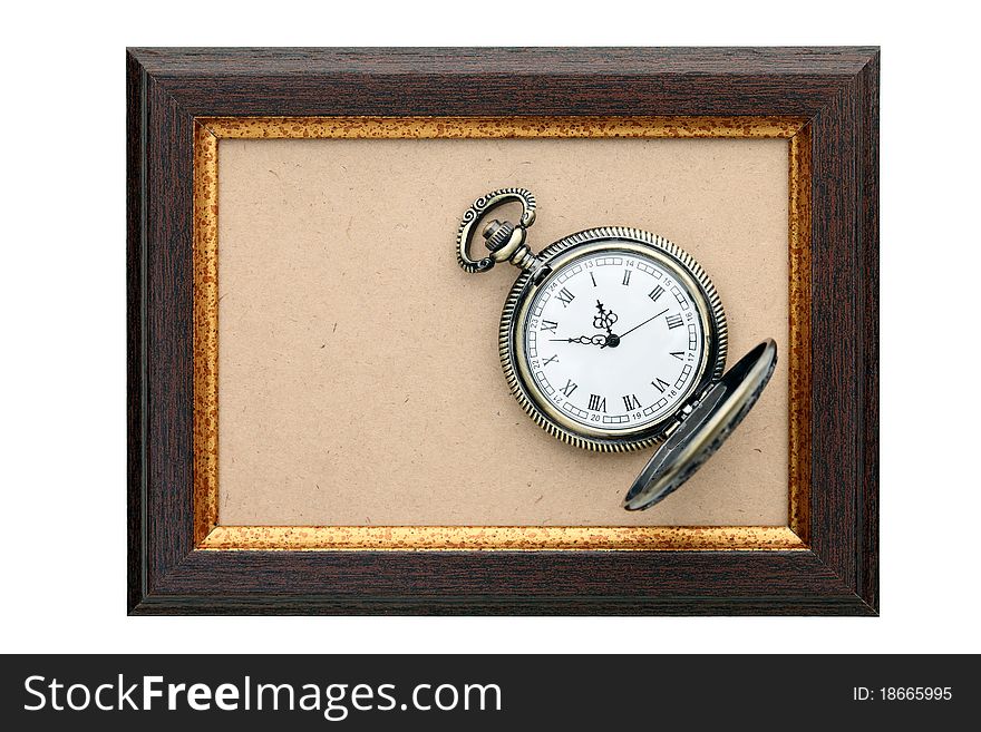 Pocket watch and Wood frame
