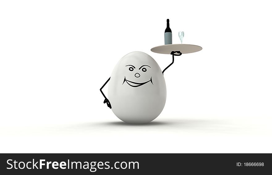 3d man holding wine and glass. 3d man holding wine and glass