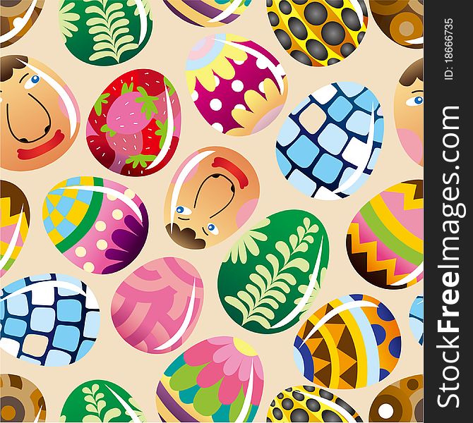 Seamless Easter egg pattern, drawing