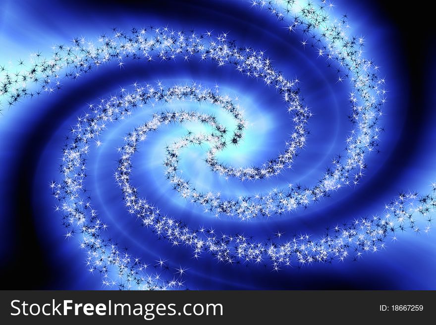 Abstract blue twirl galaxy with sparkles. Abstract blue twirl galaxy with sparkles