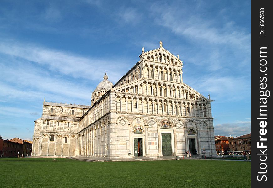 Piazza dei miracoli, with the Basilica in Pisa, Italy