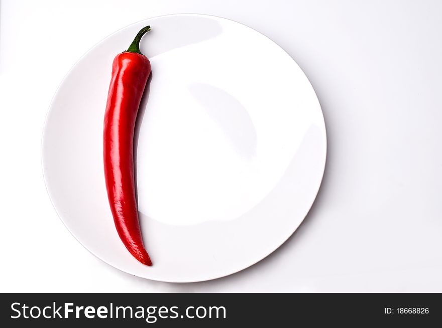 Red hot pepper and white plate